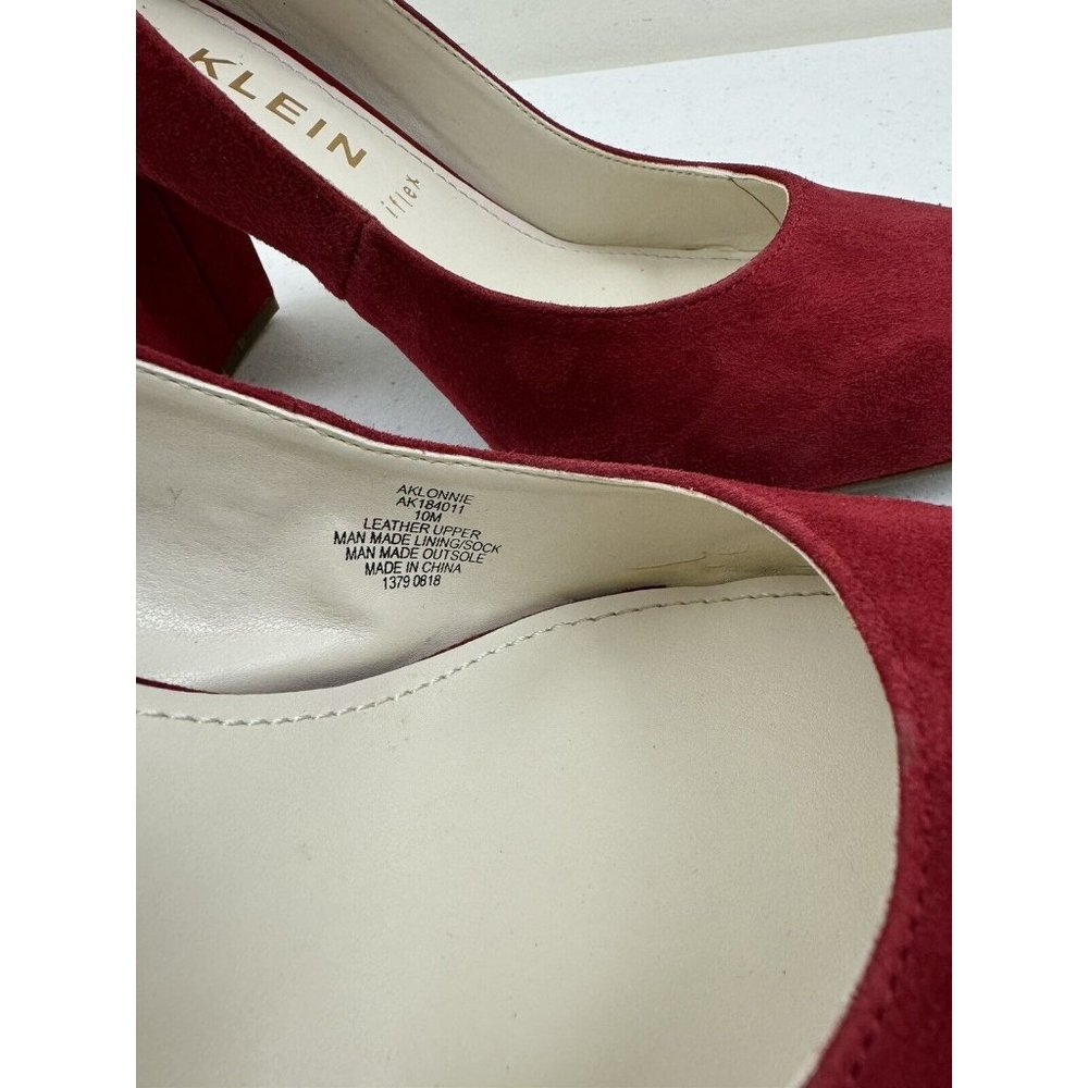 Anne Klein Lonnie Heels Women's Size 10 Red Leather - Picture 5 of 7